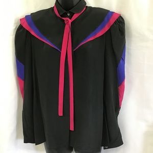 1980s Designer Silk Blouse Top - by Jerri Sherman - 1980 Dynasty style Size M